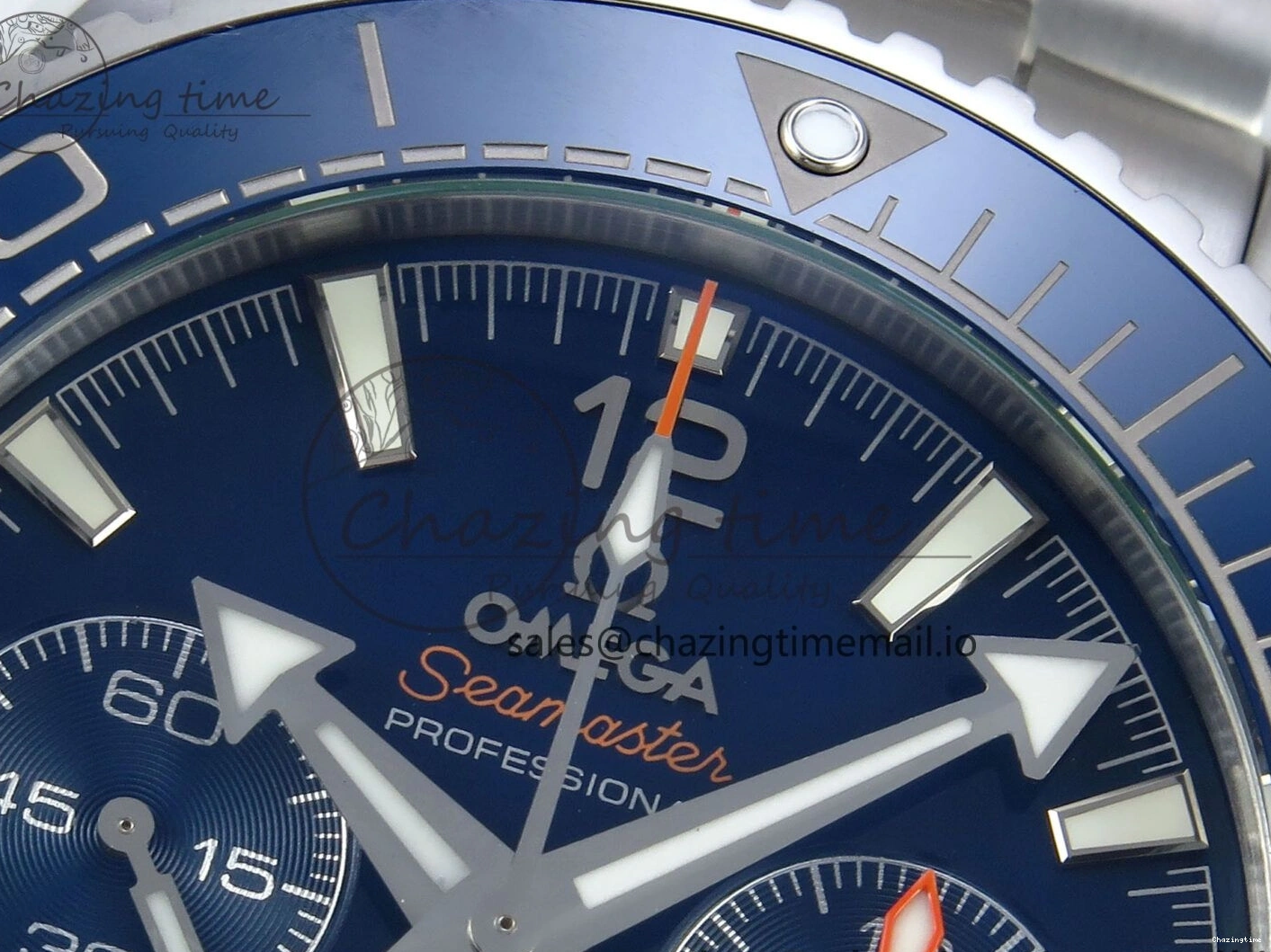 0117 Planet Ocean Master Chronometer 600M 45.5mm SS SCF 1:1 Best Edition Blue Bezel Blue Dial on SS Bracelet A9900 Super Clone Lightweight 7676